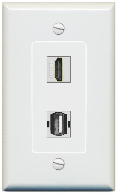 1 HDMI 1 USB2 Wall Plate [Gray]