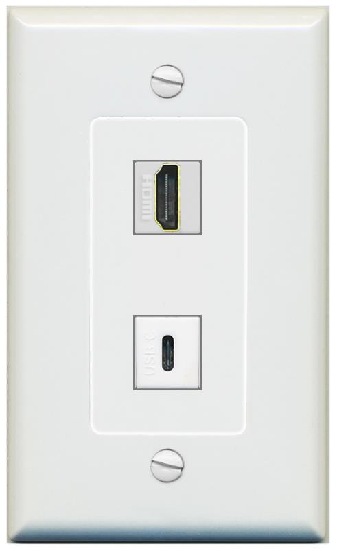 1 HDMI 1 USBC Wall Plate [Gray]