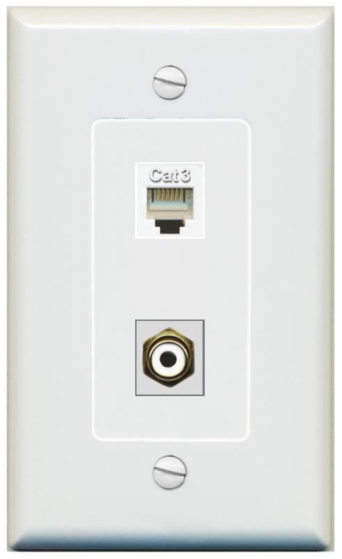 1 PHONE 1 RCA-WHITE Wall Plate [Gray]
