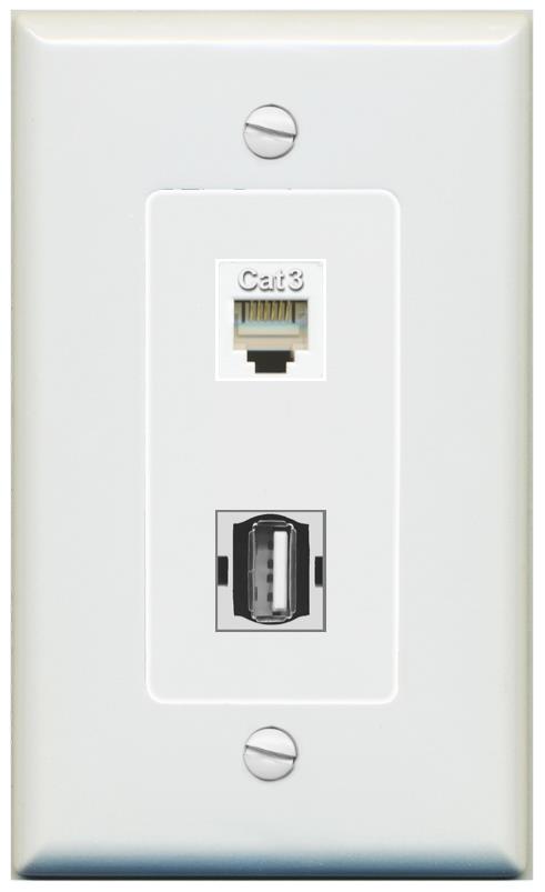 1 PHONE 1 USB2 Wall Plate [Gray]