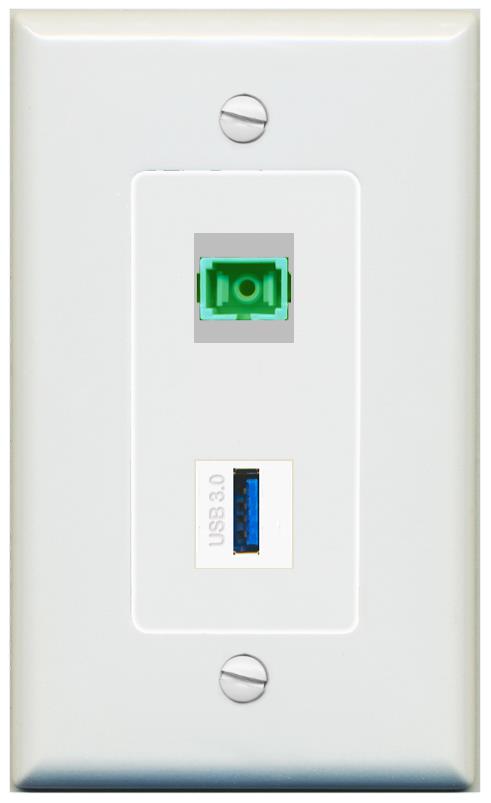 1 SC-APC-SX 1 USB-3 Wall Plate [Gray]