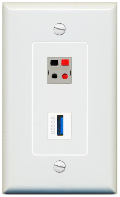 1 SPEAKER 1 USB-3 Wall Plate [Gray]