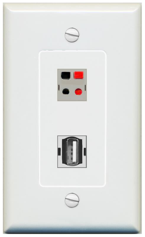 1 SPEAKER 1 USB2 Wall Plate [Gray]