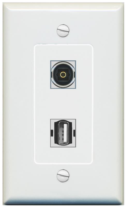 1 TOSLINK 1 USB2 Wall Plate [Gray]