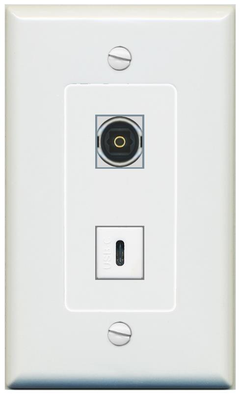 1 TOSLINK 1 USBC Wall Plate [Gray]