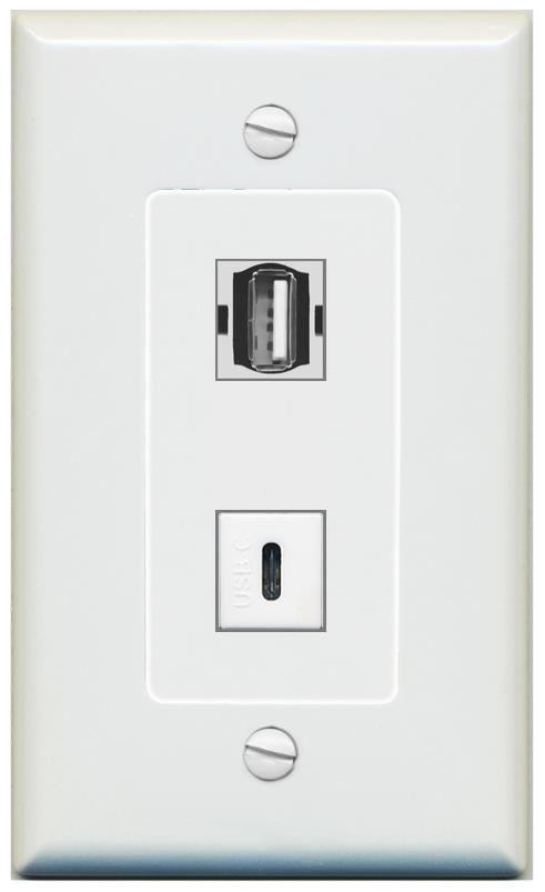 1 USB2 1 USBC Wall Plate [Gray]
