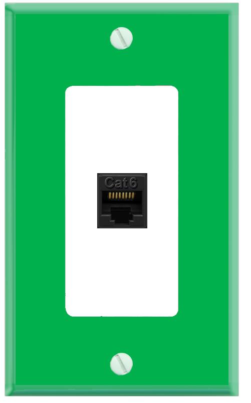 RiteAV CAT6-BLACK Wall Plate [Green-White]