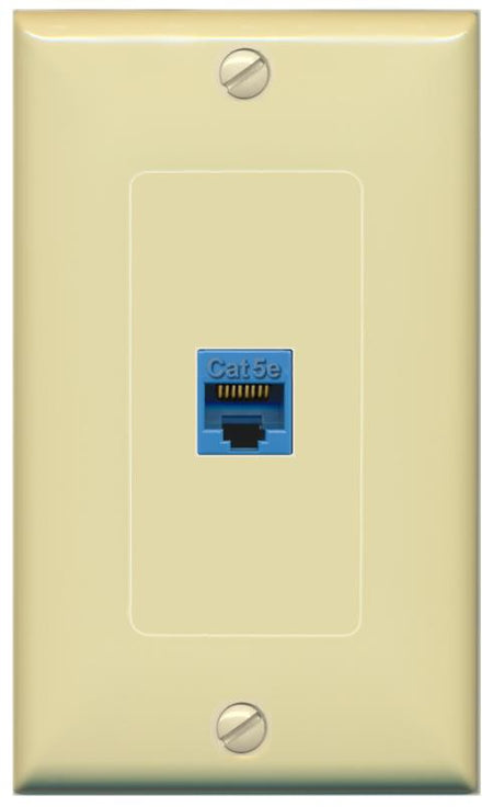 RiteAV -CAT5E-BLUE Wall Plate [Ivory]