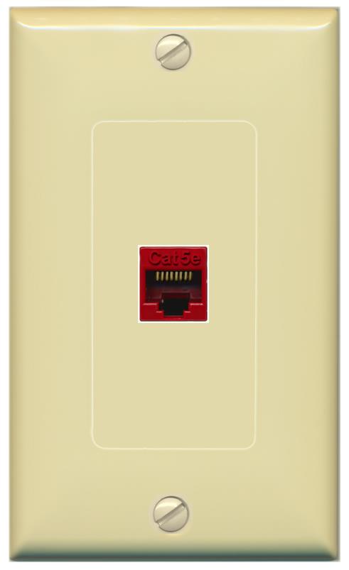 RiteAV -CAT5E-RED Wall Plate [Ivory]
