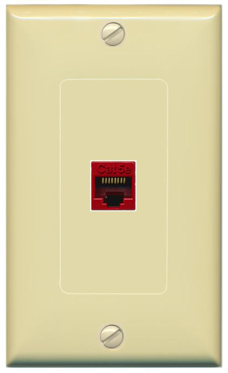 RiteAV -CAT5E-RED Wall Plate [Ivory]