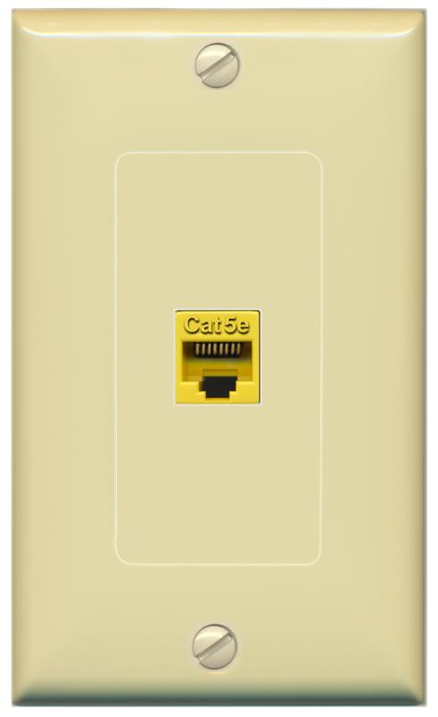 RiteAV -CAT5E-YELLOW Wall Plate [Ivory]