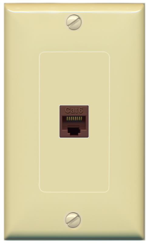 RiteAV -CAT6-BROWN Wall Plate [Ivory]