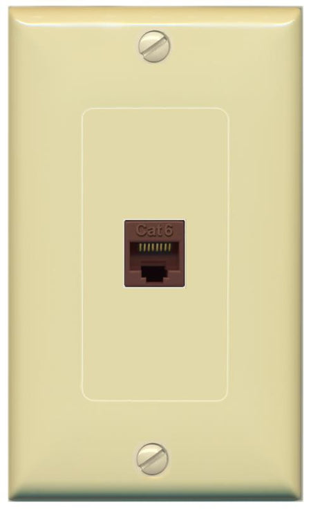 RiteAV -CAT6-BROWN Wall Plate [Ivory]