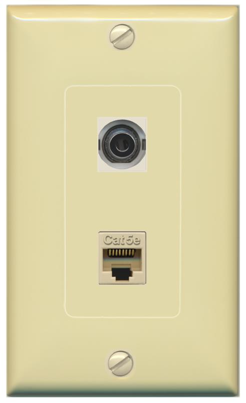 3.5mm CAT5E Wall Plate [Ivory]