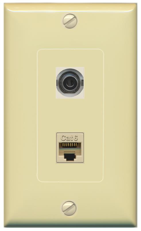 3.5mm CAT6 Wall Plate [Ivory]