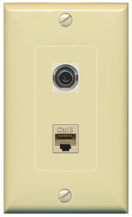 3.5mm CAT6 Wall Plate [Ivory]