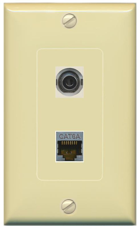 3.5mm CAT6A Wall Plate [Ivory]