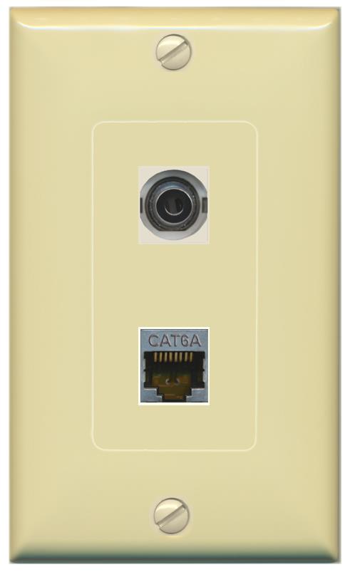 3.5mm CAT6A Wall Plate [Ivory]