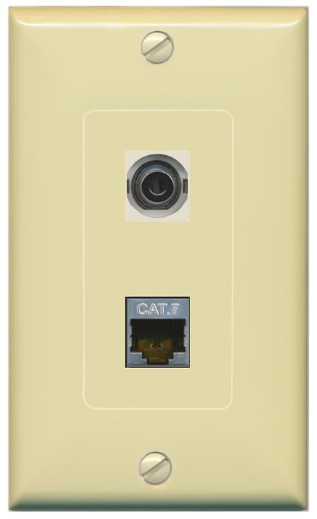 3.5mm CAT7 Wall Plate [Ivory]