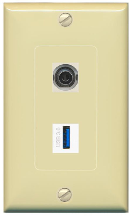 3.5mm USB-3 Wall Plate [Ivory]