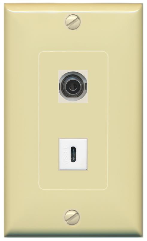 3.5mm USBC Wall Plate [Ivory]