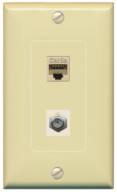 CAT5E COAX Wall Plate [Ivory]
