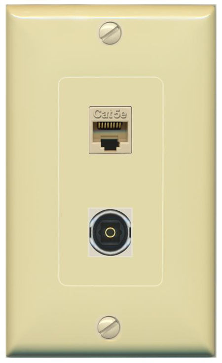 CAT5E TOSLINK Wall Plate [Ivory]