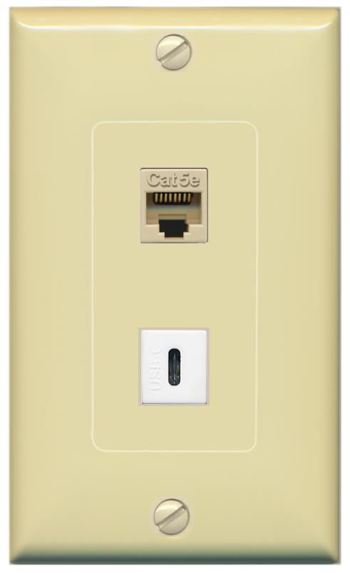 CAT5E USBC Wall Plate [Ivory]