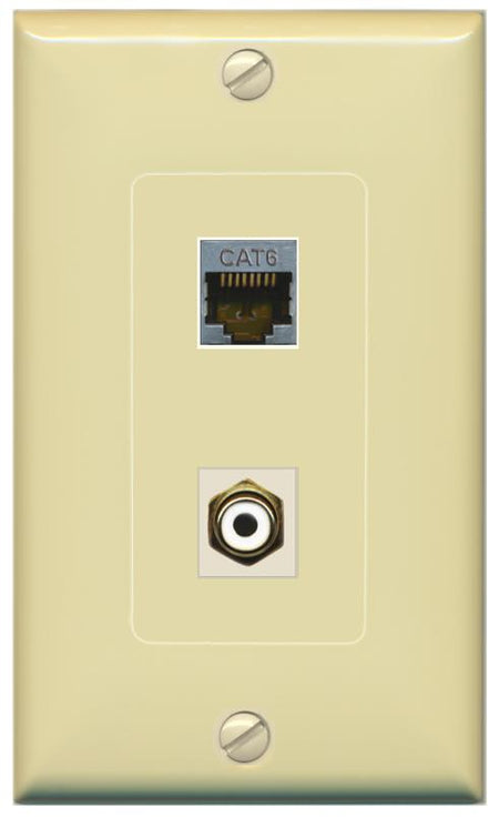 CAT6-SHIELDED RCA-WHITE Wall Plate [Ivory]