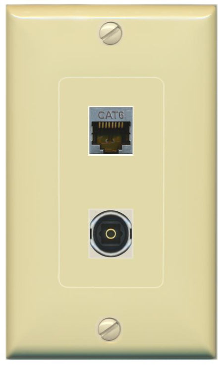 CAT6-SHIELDED TOSLINK Wall Plate [Ivory]