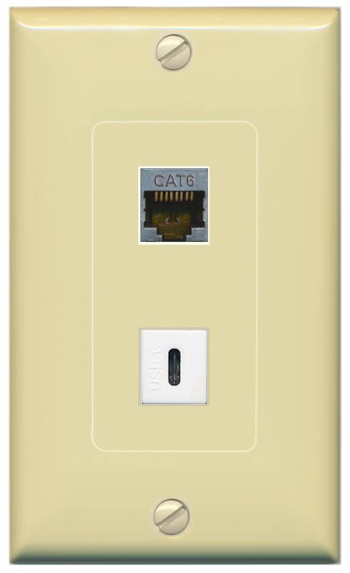 CAT6-SHIELDED USBC Wall Plate [Ivory]