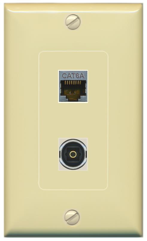 CAT6A TOSLINK Wall Plate [Ivory]