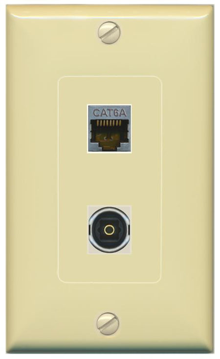 CAT6A TOSLINK Wall Plate [Ivory]