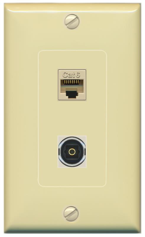 CAT6 TOSLINK Wall Plate [Ivory]