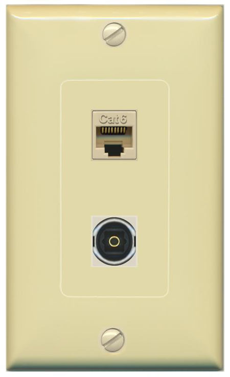 CAT6 TOSLINK Wall Plate [Ivory]
