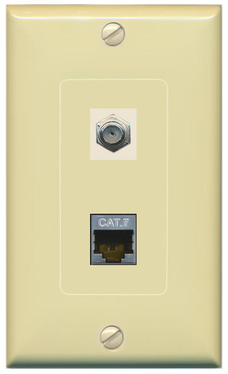 CAT7 COAX Wall Plate [Ivory]