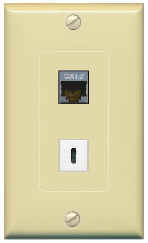 CAT7 USBC Wall Plate [Ivory]