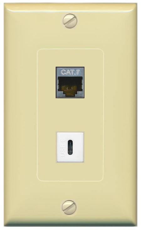 CAT7 USBC Wall Plate [Ivory]