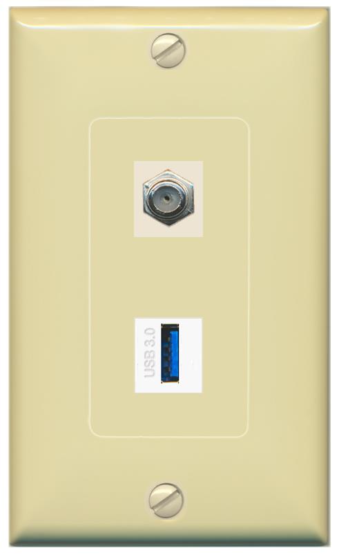 COAX USB-3 Wall Plate [Ivory]