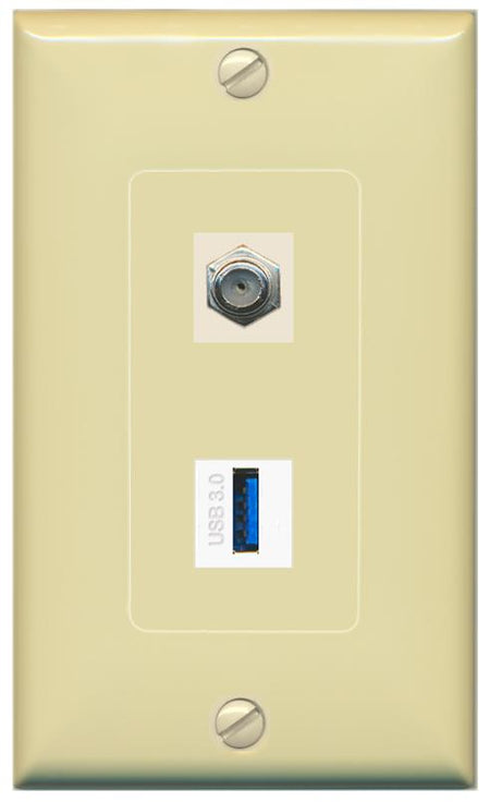 COAX USB-3 Wall Plate [Ivory]