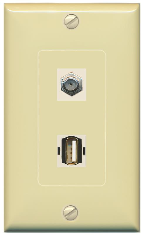 COAX USB2 Wall Plate [Ivory]