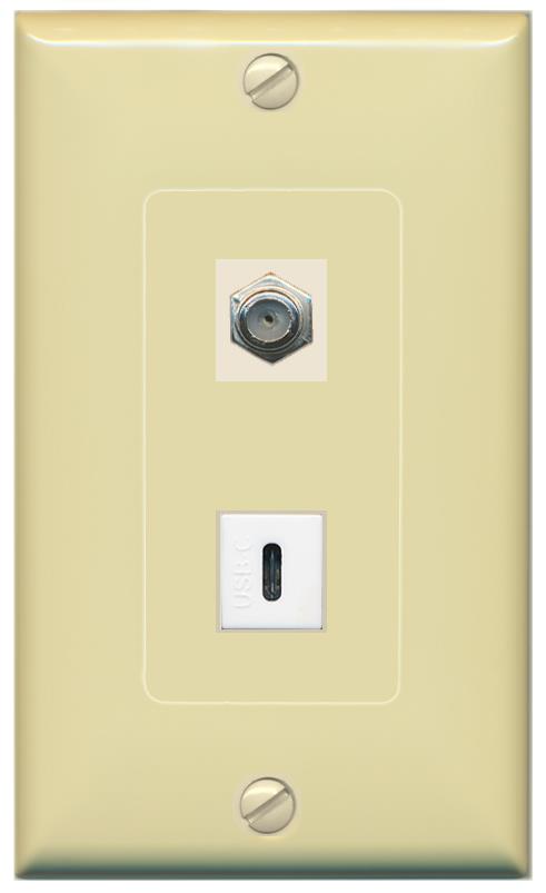 COAX USBC Wall Plate [Ivory]