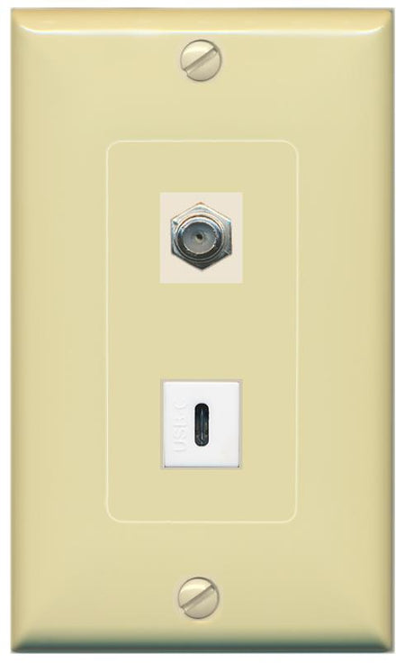 COAX USBC Wall Plate [Ivory]