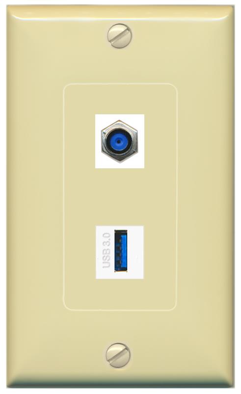 F81 USB-3 Wall Plate [Ivory]