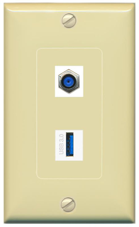 F81 USB-3 Wall Plate [Ivory]