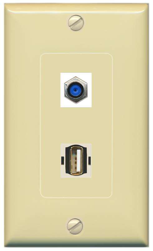 F81 USB2 Wall Plate [Ivory]