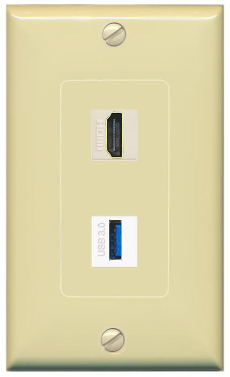HDMI USB-3 Wall Plate [Ivory]