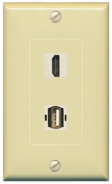 HDMI USB2 Wall Plate [Ivory]