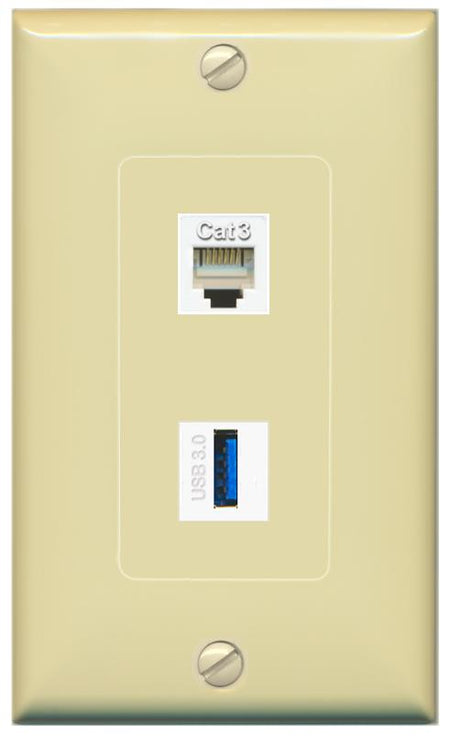 PHONE USB-3 Wall Plate [Ivory]