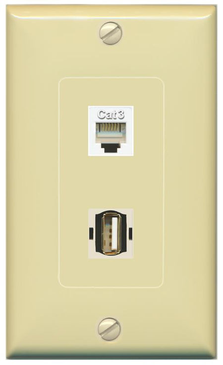 PHONE USB2 Wall Plate [Ivory]